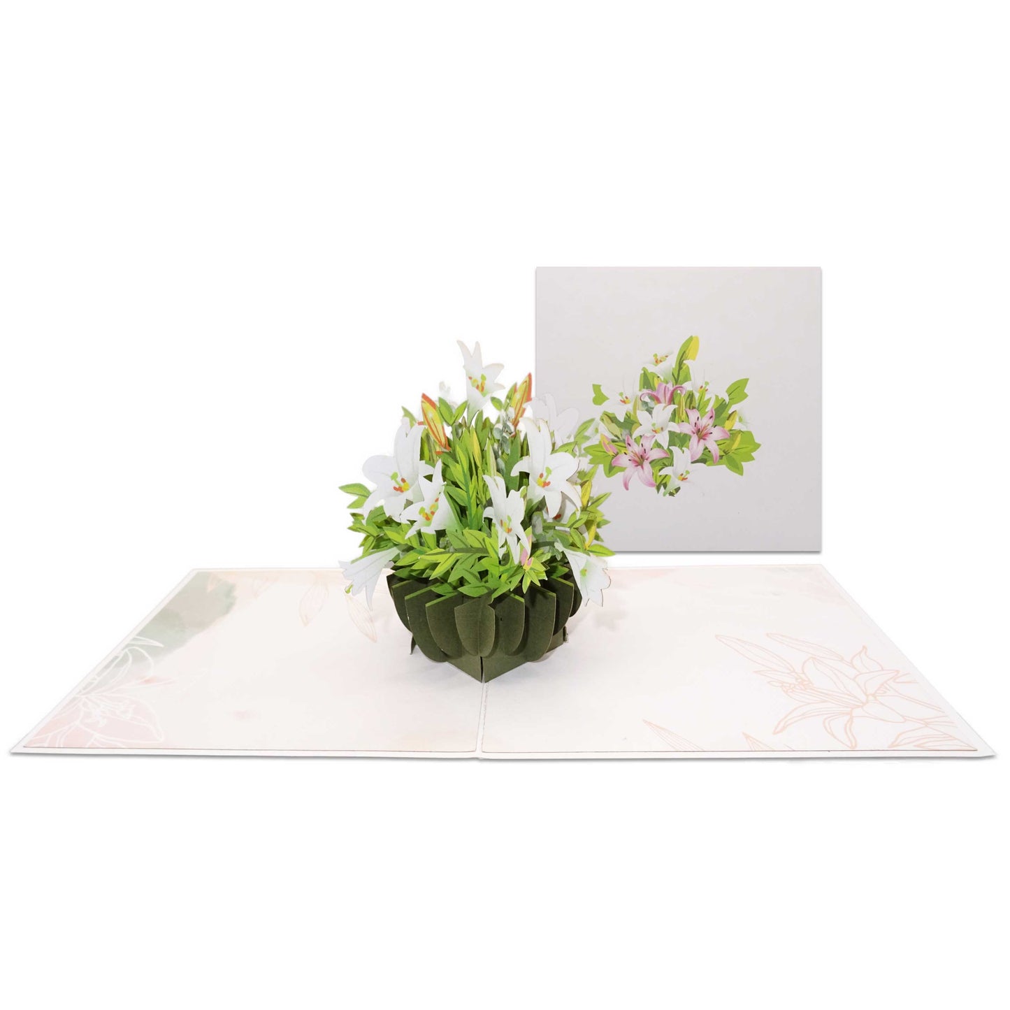 Pop Up Karte "Weiße Lilien" 3D Geburtstagskarte Blumenkarte Gllückwunschkarte Blumen