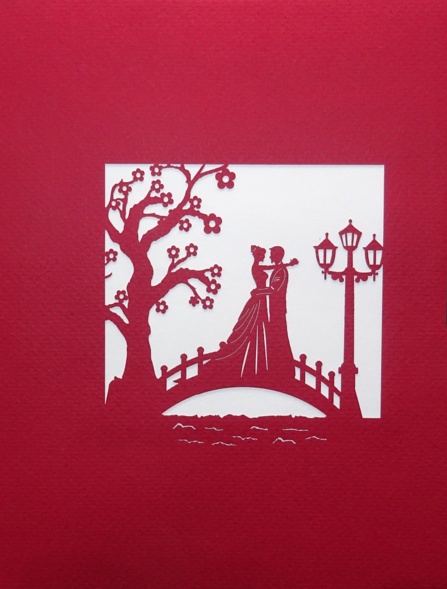 3D Hochzeitskarte "Bridge of Love" große Pop Up Karte mit Umschlag zur Hochzeit