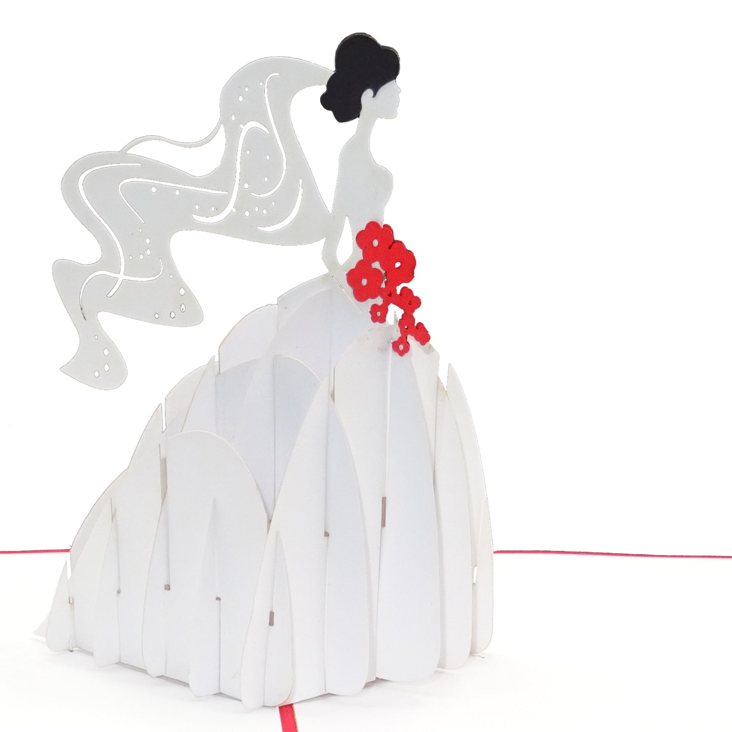 Pop Up Karte "Braut & Brautstrauß" 3D Hochzeitskarte, Einladungskarte