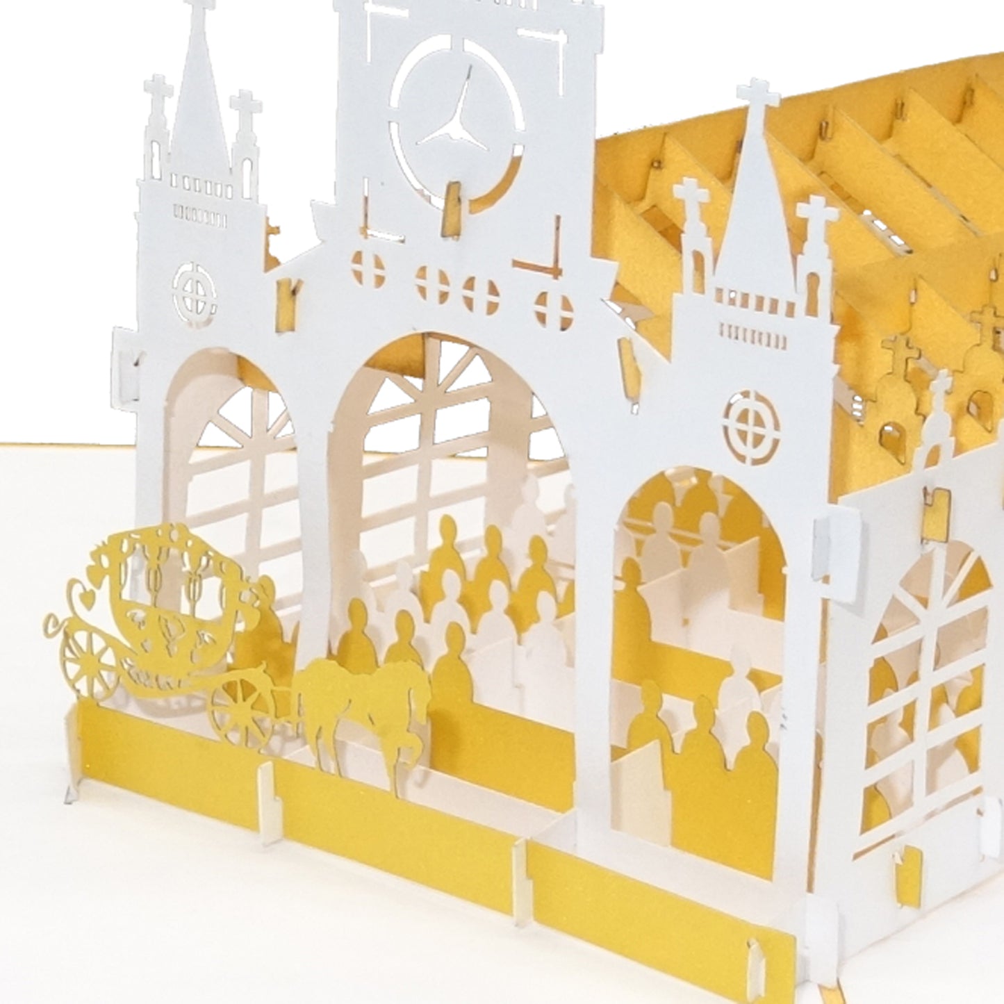 Pop Up Karte "Goldene Hochzeit - Kirche" - 3D Glückwunschkarte zur Goldhochzeit