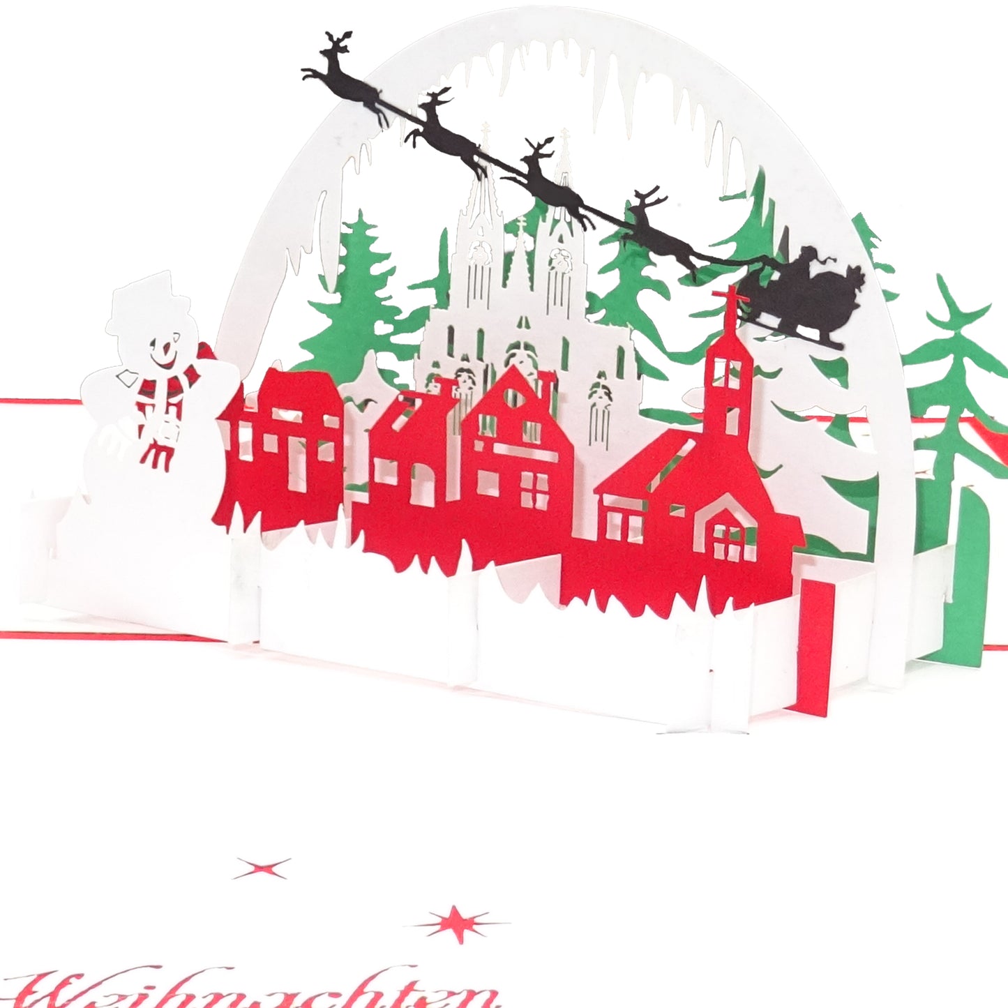 Pop Up Karte „Winterlandschaft mit Schneemann" 3D Weihnachtskarte
