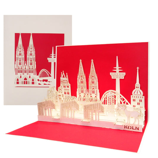 Pop Up Karte "Köln Panorma & Dom" 3D Geburtstagskarte, Postkarte & Souvenir