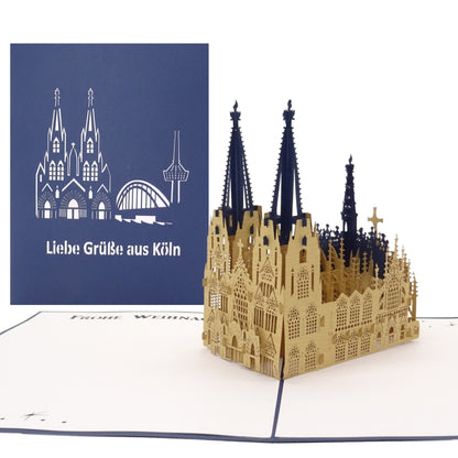 Pop Up Karte "Kölner Dom - Liebe Grüße aus Köln" Souvenir, Geschenk, 3D Grußkarte