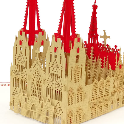 Weihnachtskarte "Köln - Frohe Weihnachten" Kölner Dom 3D Modell als edle Pop Up Karte