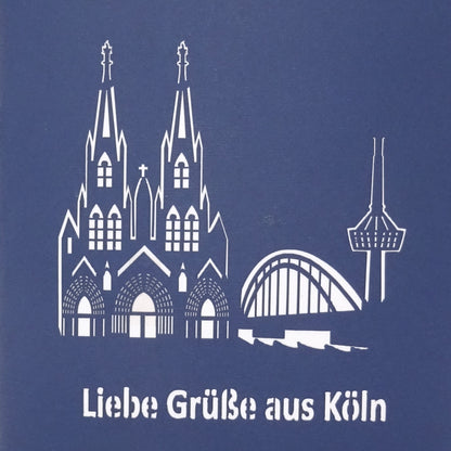 Pop Up Karte "Kölner Dom - Liebe Grüße aus Köln" Souvenir, Geschenk, 3D Grußkarte