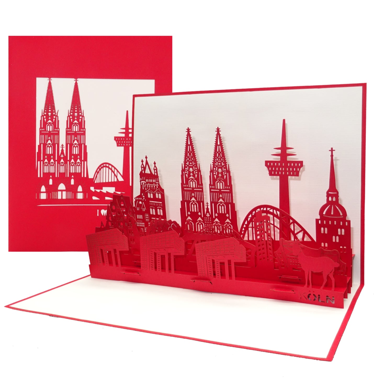 Pop Up Karte "Kölner Skyline" 3D Geburtstagskarte, Einladung Köln