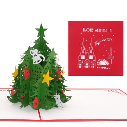 Pop Up Karte "Köln Skyline & Tannenbaum" kölsche Weihnachstkarte mit Umschlag