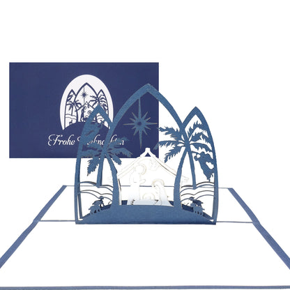 Pop Up Karte "Krippe - Frohe Weihnachten" edle 3D Weihnachtskarte mit Umschlag