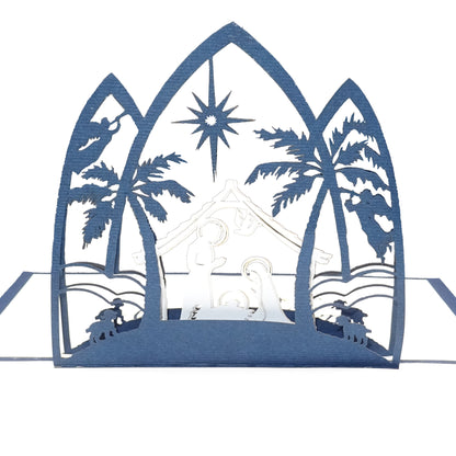 Pop Up Karte "Krippe - Frohe Weihnachten" edle 3D Weihnachtskarte mit Umschlag