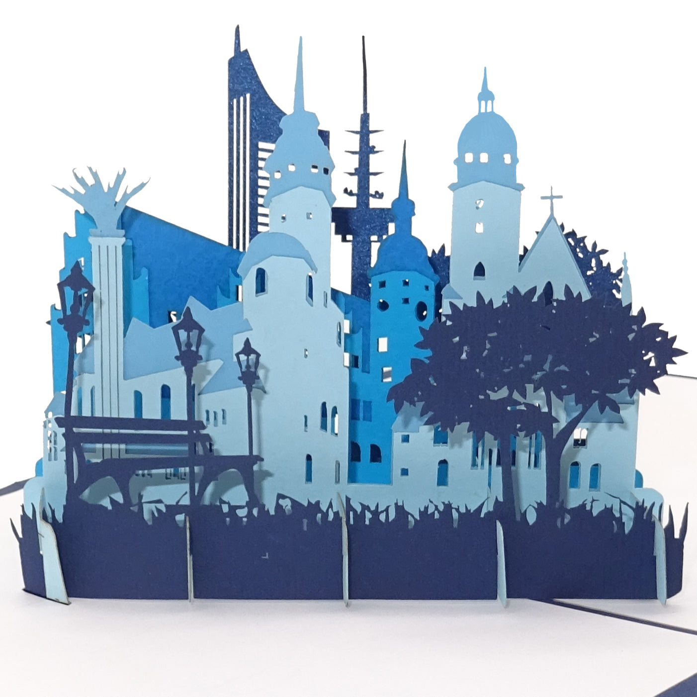 Pop Up Karte "Leipzig - Skyline mit Nikolaikirche" Geburtstagskarte & Einladung