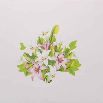 Pop Up Karte "Weiße Lilien" 3D Geburtstagskarte Blumenkarte Gllückwunschkarte Blumen