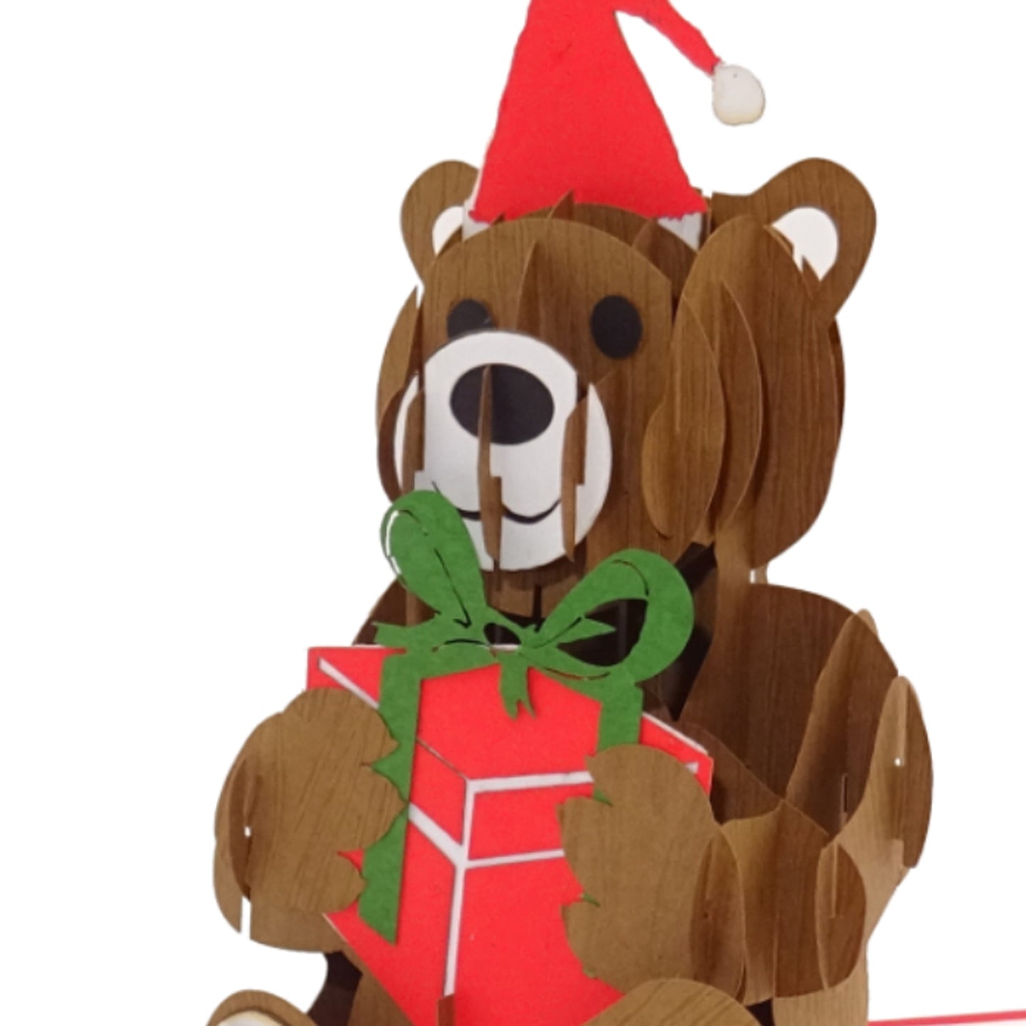 Pop Up Karte "Teddy & Geschenk" - 3D Weihnachtskarte Teddybär