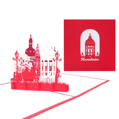 Pop Up Karte "Mannheim – Panorama mit Wasserturm“ 3D Grußkarte & Souvenir