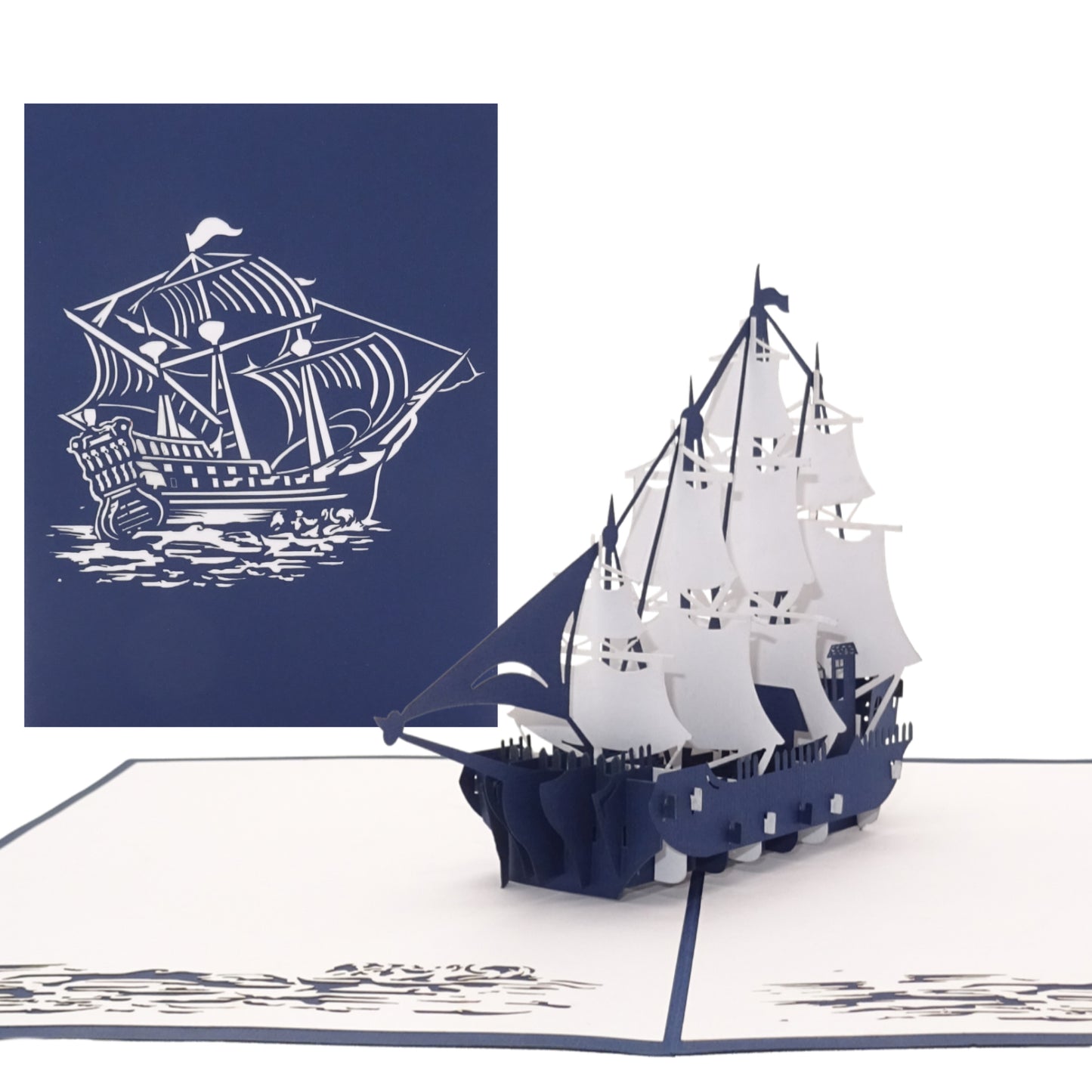 Pop Up Karte "Segelschiff - 4-Master" 3D Geburtstagskarte & Einladung Segeln