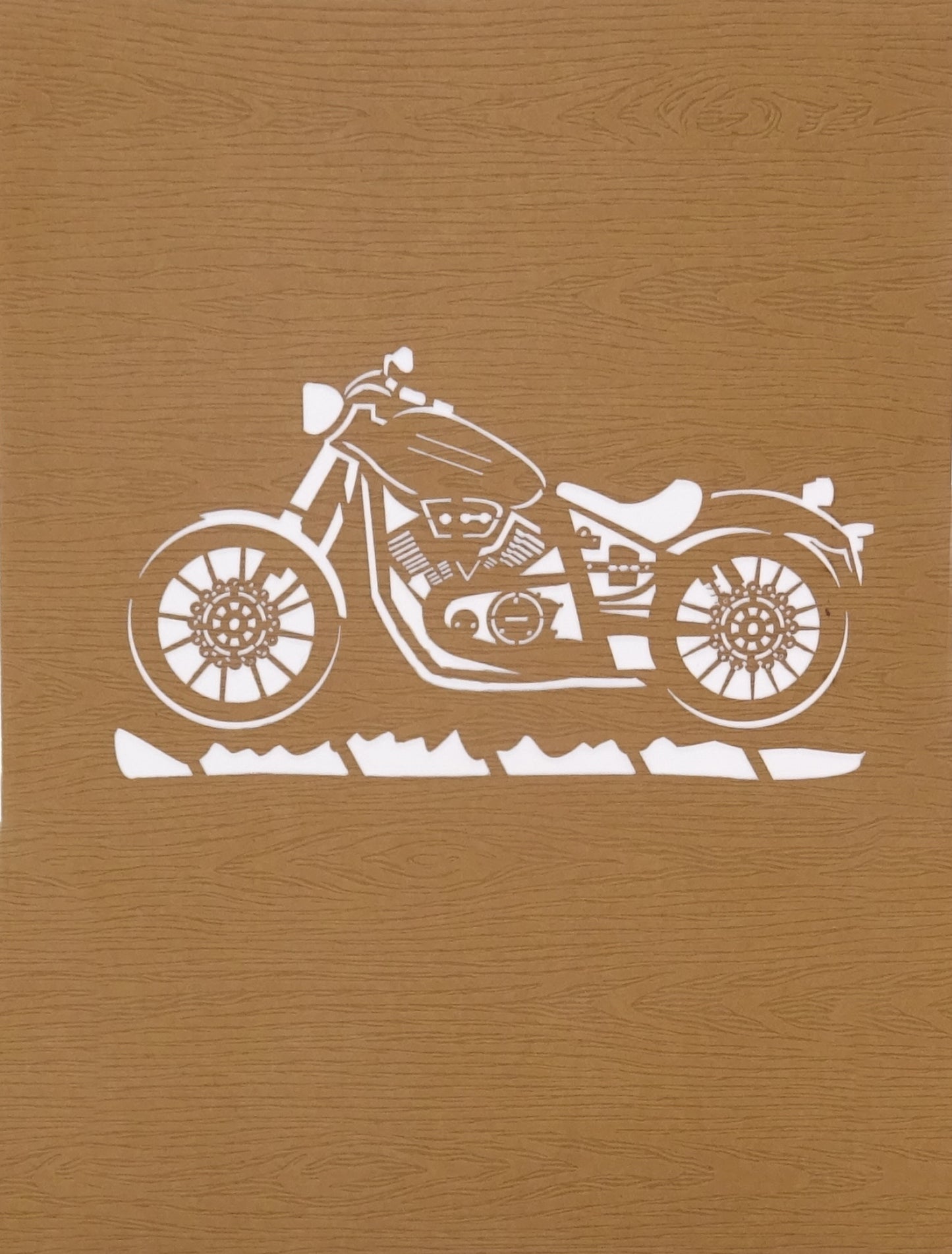 Pop Up Karte "Motorrad" 3D Geburtstagskarte wooden Motorbike - Gutschein Führerschein