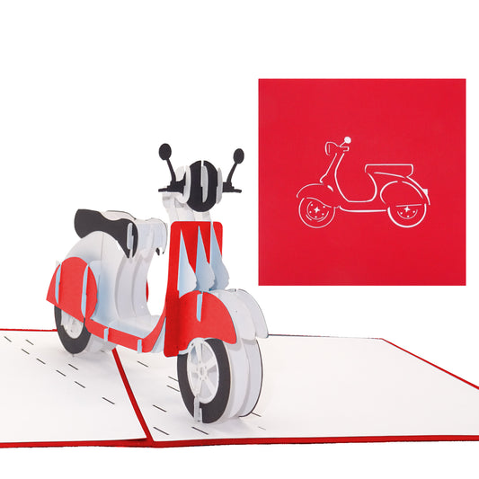 Pop Up Karte "Motorroller" 3D Geburtstagskarte, Geschenk Führerschein Roller
