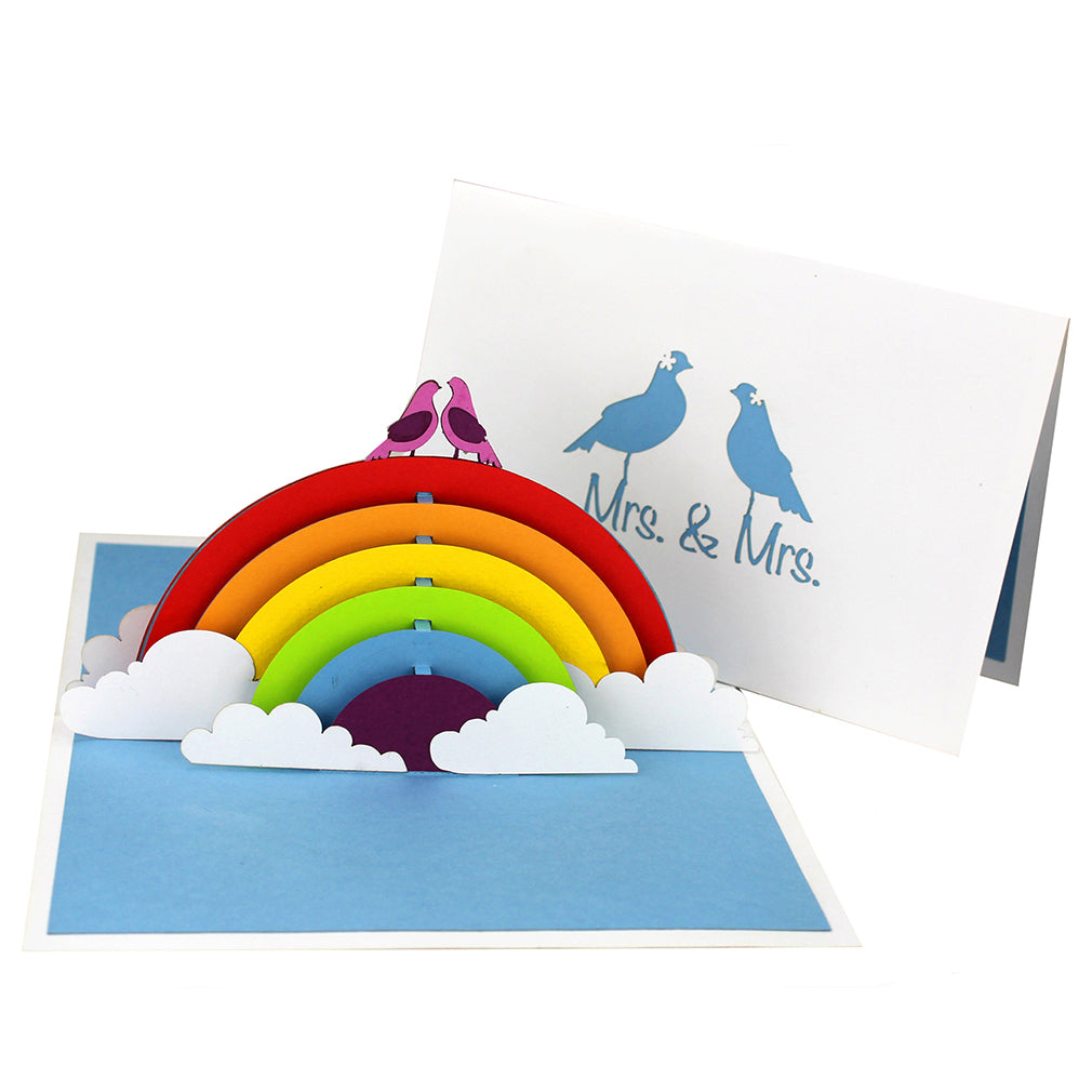 Pop Up Karte “Mrs. & Mrs.“ 3D Hochzeitskarte, Einladung lesbische Hochzeit