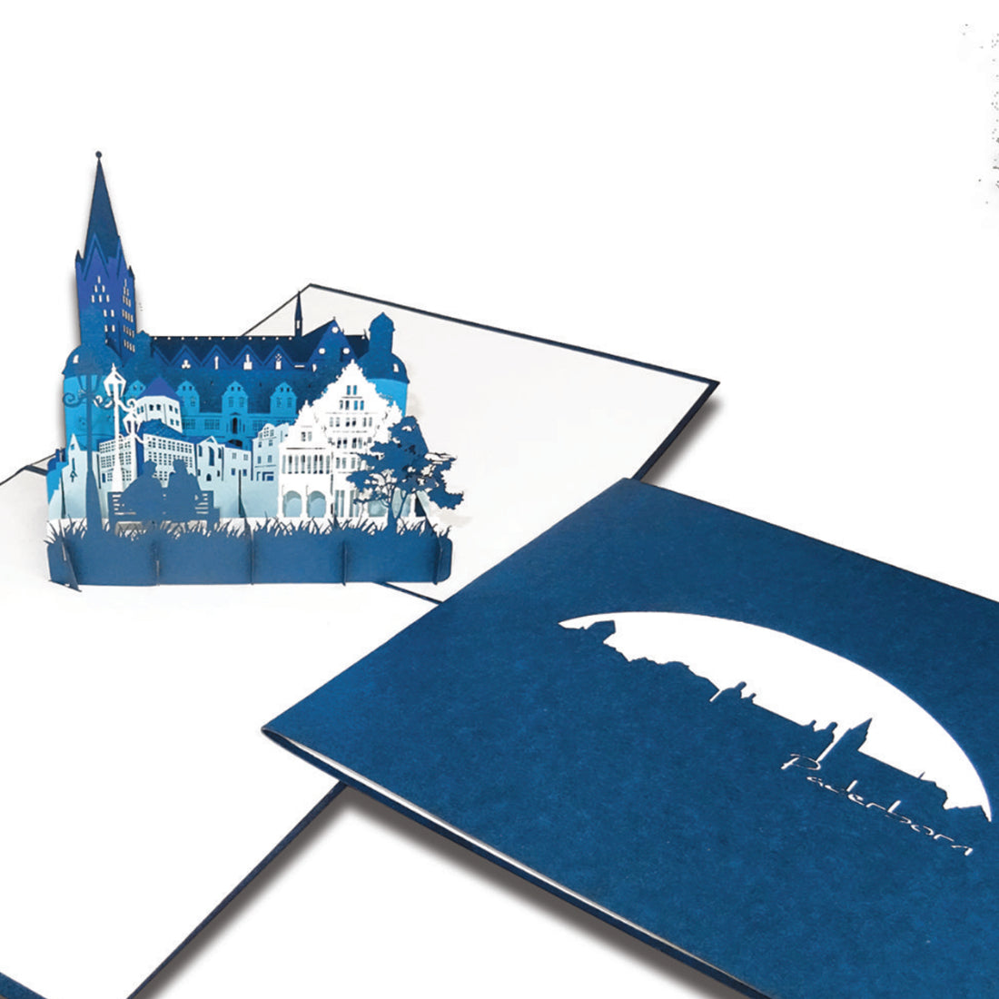 Pop Up Karte "Paderborn – Panorama mit Paderborner Dom“ 3D Grußkarte & Souvenir