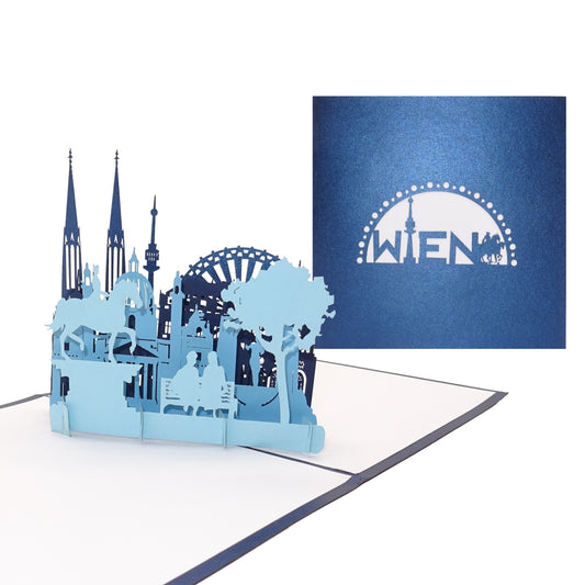 Pop Up Karte „Wien – Panorama“ 3D Grußkarte, Souvenir, Einladung Geschenkidee