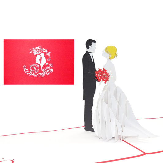 3D Hochzeitskarte - Pop Up Karte Hochzeit - Einladungskarte mit Umschlag