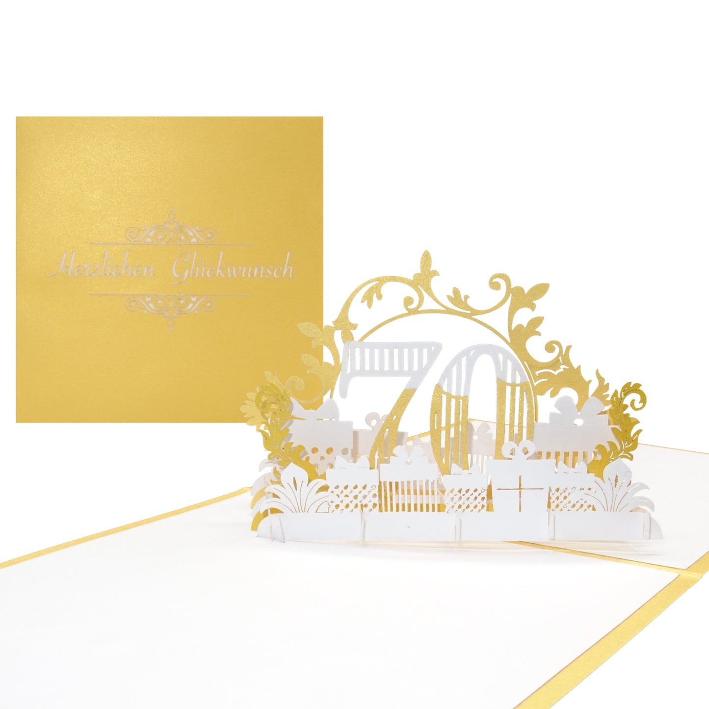 Pop Up Karte "70. Geburtstag" 3D Geburtstagskarte 70 als Gutschein, Geschenkidee