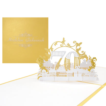 Pop Up Karte "70. Geburtstag" 3D Geburtstagskarte 70 als Gutschein, Geschenkidee