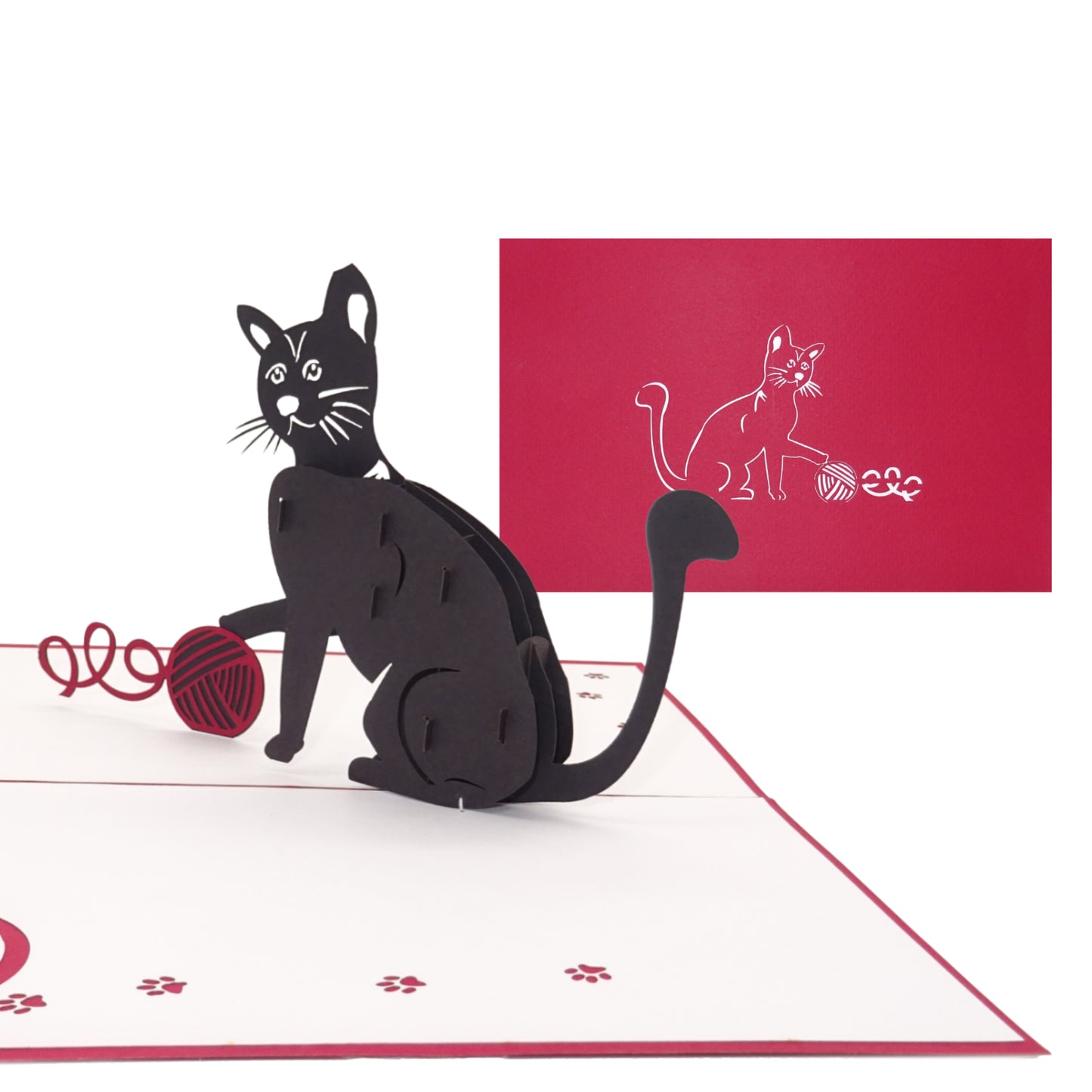 Pop Up Karte "Spielende Katze" - Katzenkarte, 3D Geburtstagskarte