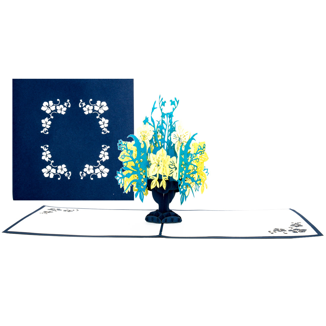 3D Karte "Blumenstrauß - Blau & Gelb" Geburtstagskarte, Dankeskarte & Grußkarte