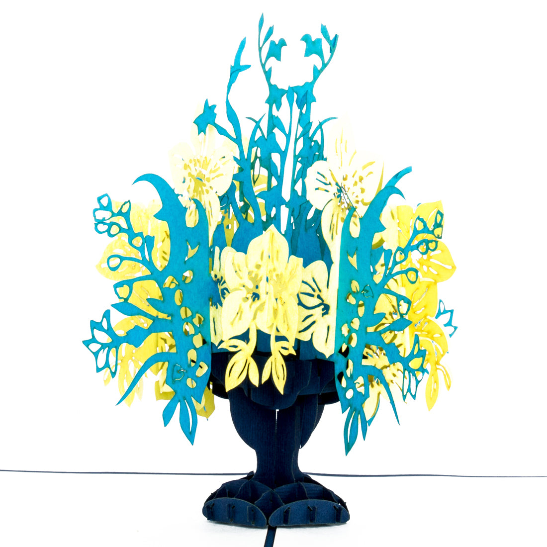 3D Karte "Blumenstrauß - Blau & Gelb" Geburtstagskarte, Dankeskarte & Grußkarte
