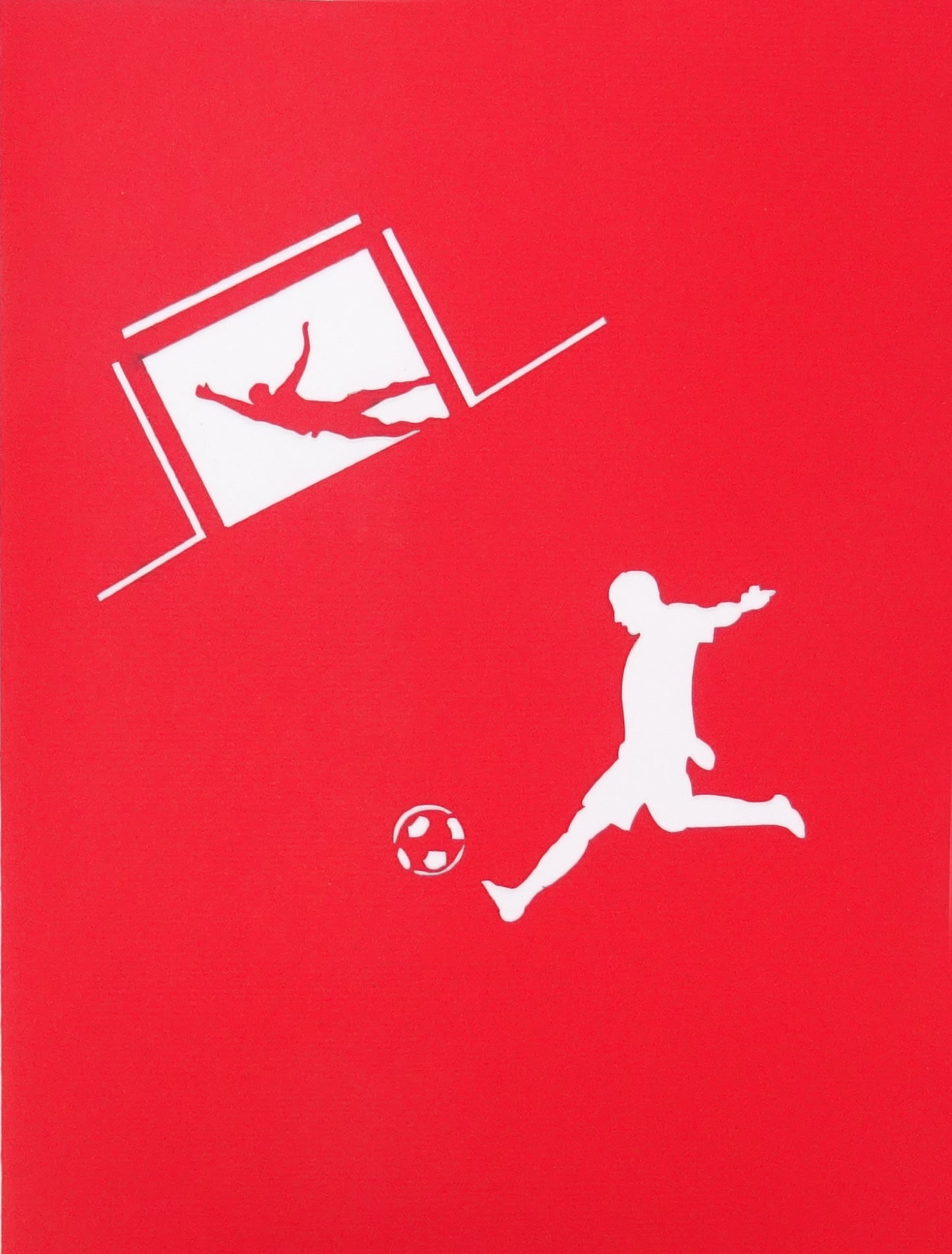 Pop Up Karte "Fußball Rot & Weiß " 3D Geburtstagskarte, Einladung, Fanartikel  München, Düsseldorf