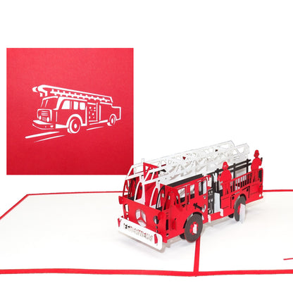Pop Up Karte "Feuerwehr" 3D Geburtstagskarte, Karte zur Einschulung & Gutschein