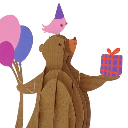 Pop Up Karte "Happy Bear" 3D Geburtstagskarte, Glückwunschkarte mit Umschlag