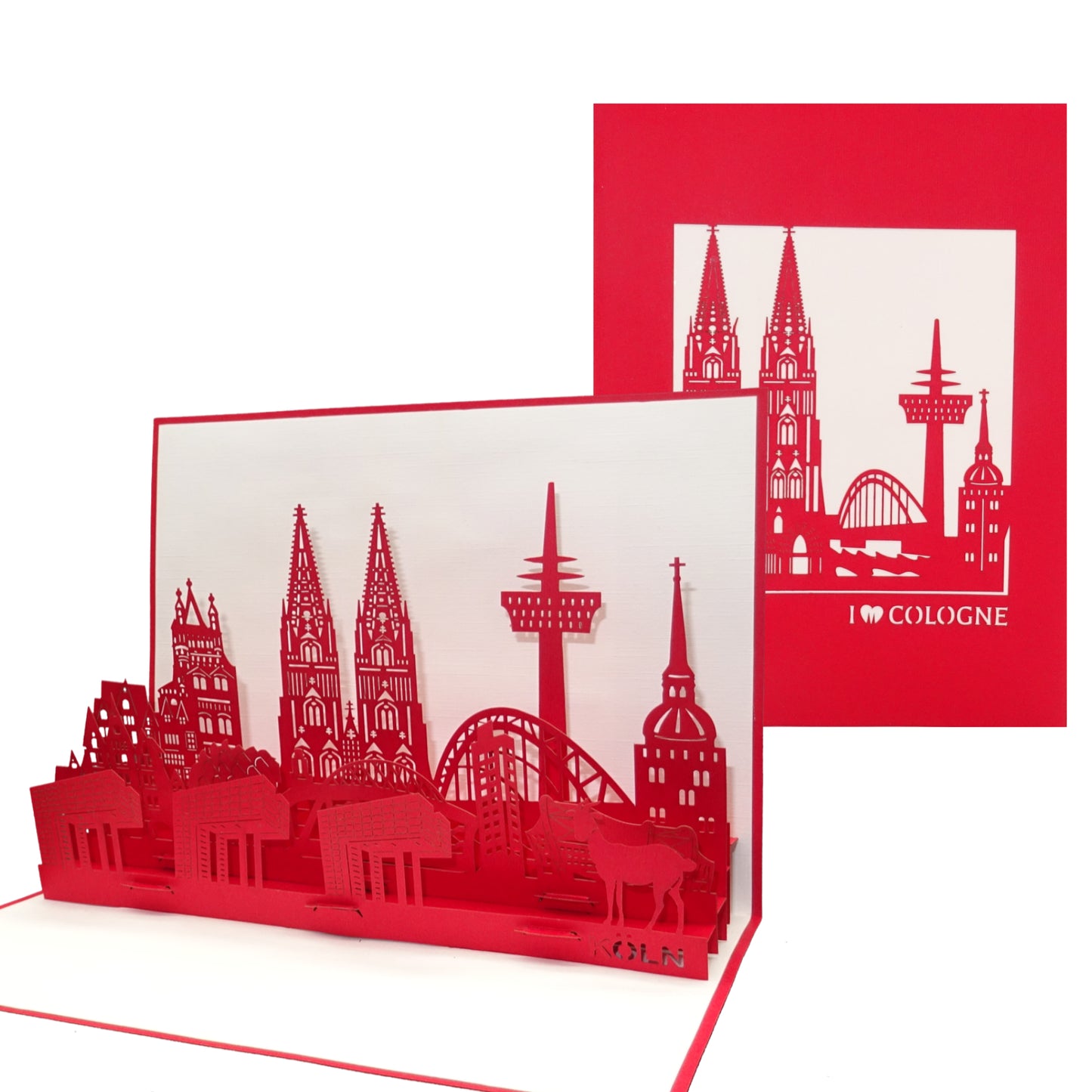 Pop Up Karte "Kölner Skyline" 3D Geburtstagskarte, Einladung Köln