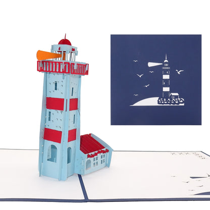 Pop Up Karte "Leuchtturm" 3D Geburtstagskarte, Reisegutschein, Einladung Urlaub