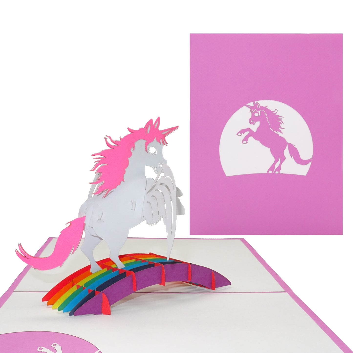 Pop Up Karte "Einhorn" 3D Geburtstagskarte, Einladung Kindergeburtstag Pink