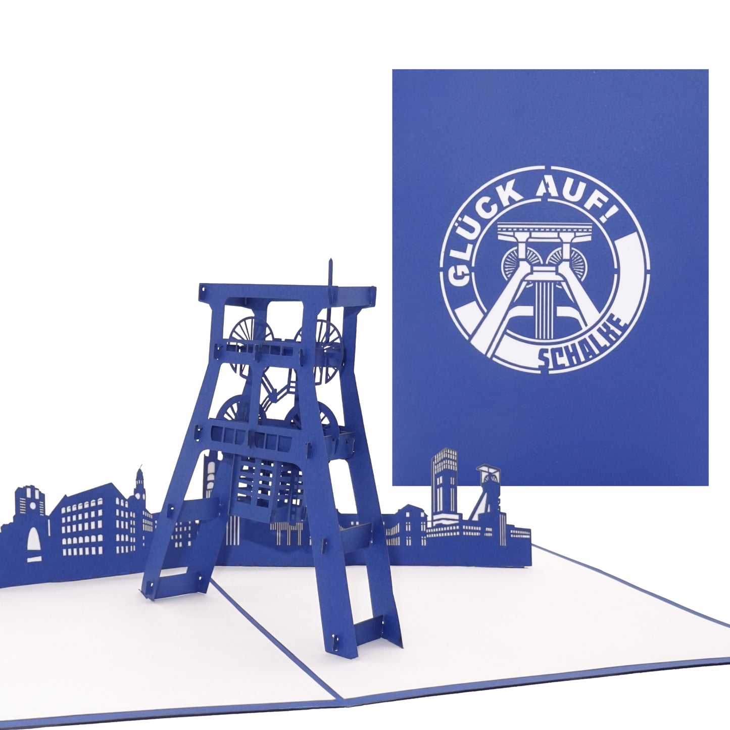 Pop Up Karte „Schalke – Glück Auf“ 3D Geburtstagskarte, Einladung & Fanartikel