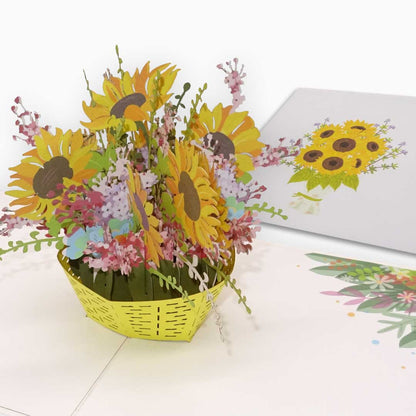 Pop Up Karte "Sonnenblumen" 3D  Geburtstagskarte, Glückwunschkarte, Einladungskarte