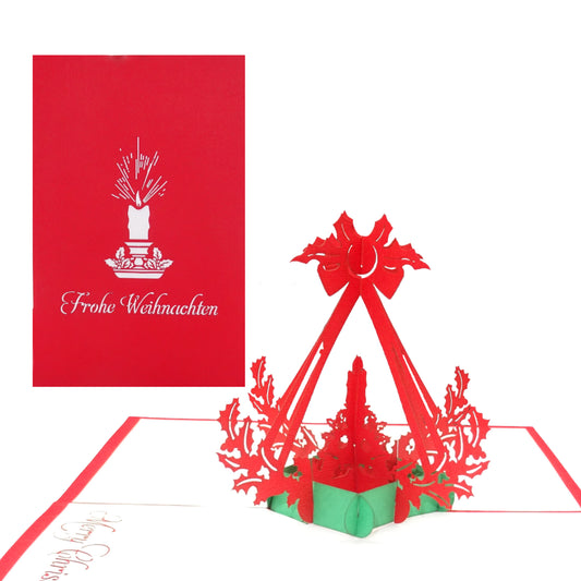 Pop Up Karte "Weihnachtskerze" - 3D Weihnachtskarte mit Umschlag