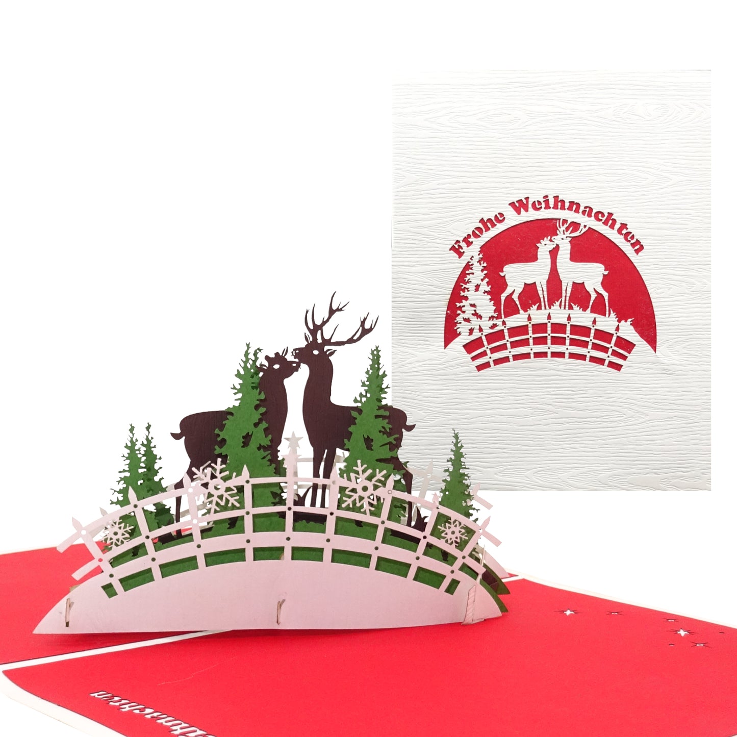 Pop Up Karte "Deer in Love" Romantische 3D Weihnachtskarte
