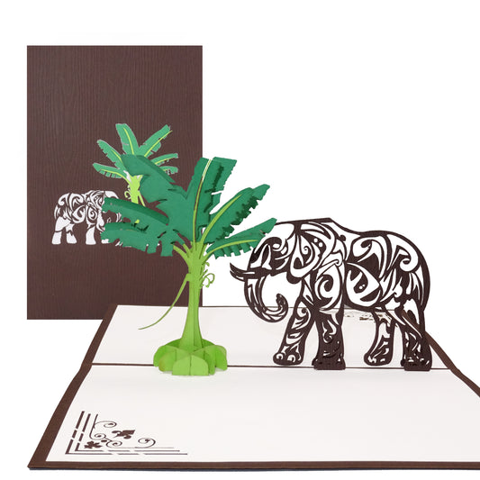 Pop Up Karte "Elefant" 3D Geburtstagskarte, Einladung & Gutschein Zoo Elefanten