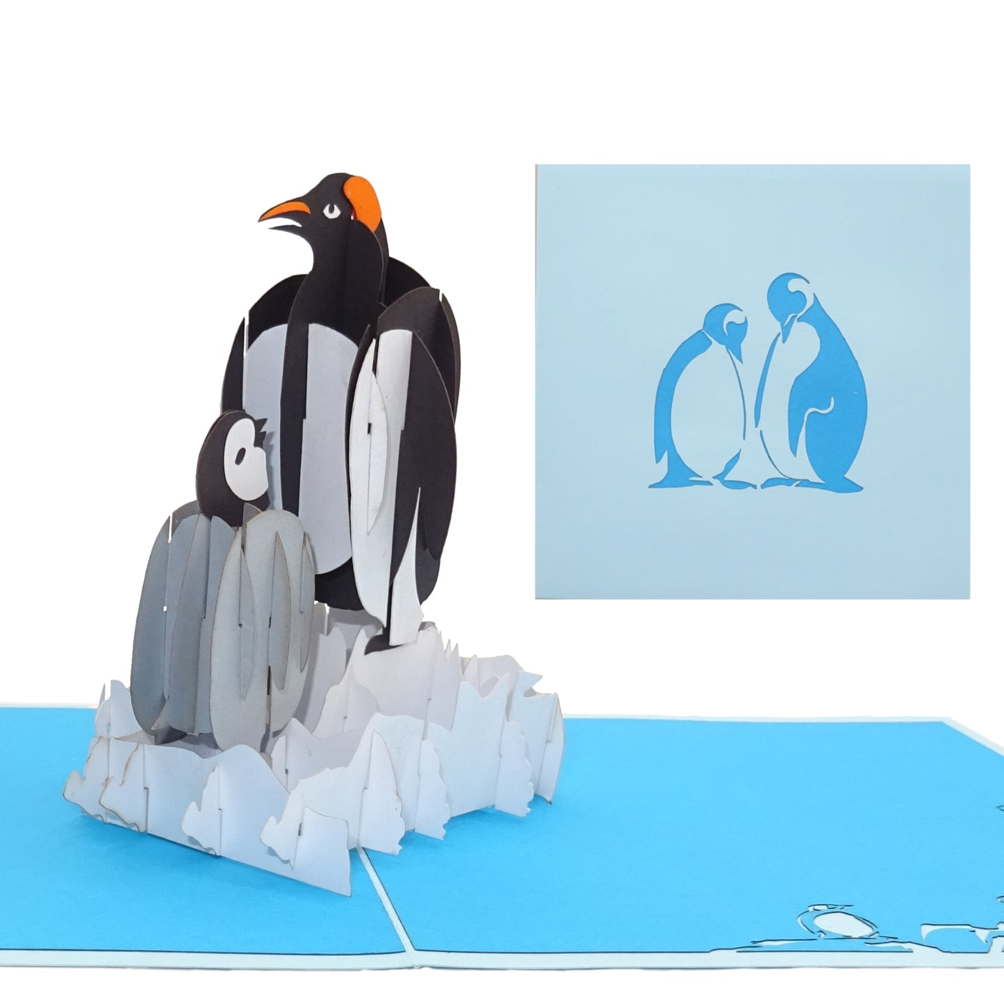 Pop Up Karte "Pinguine" 3D Geburtstagskarte Pinguin, Gutschein & Einladung Zoo