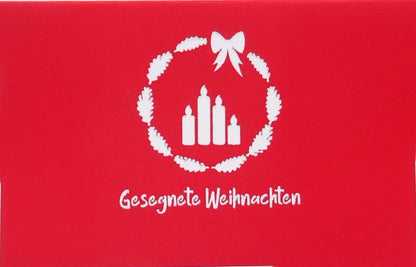 Pop Up Weihnachtskarte "Adventskranz" - 3D Karte mit Umschlag