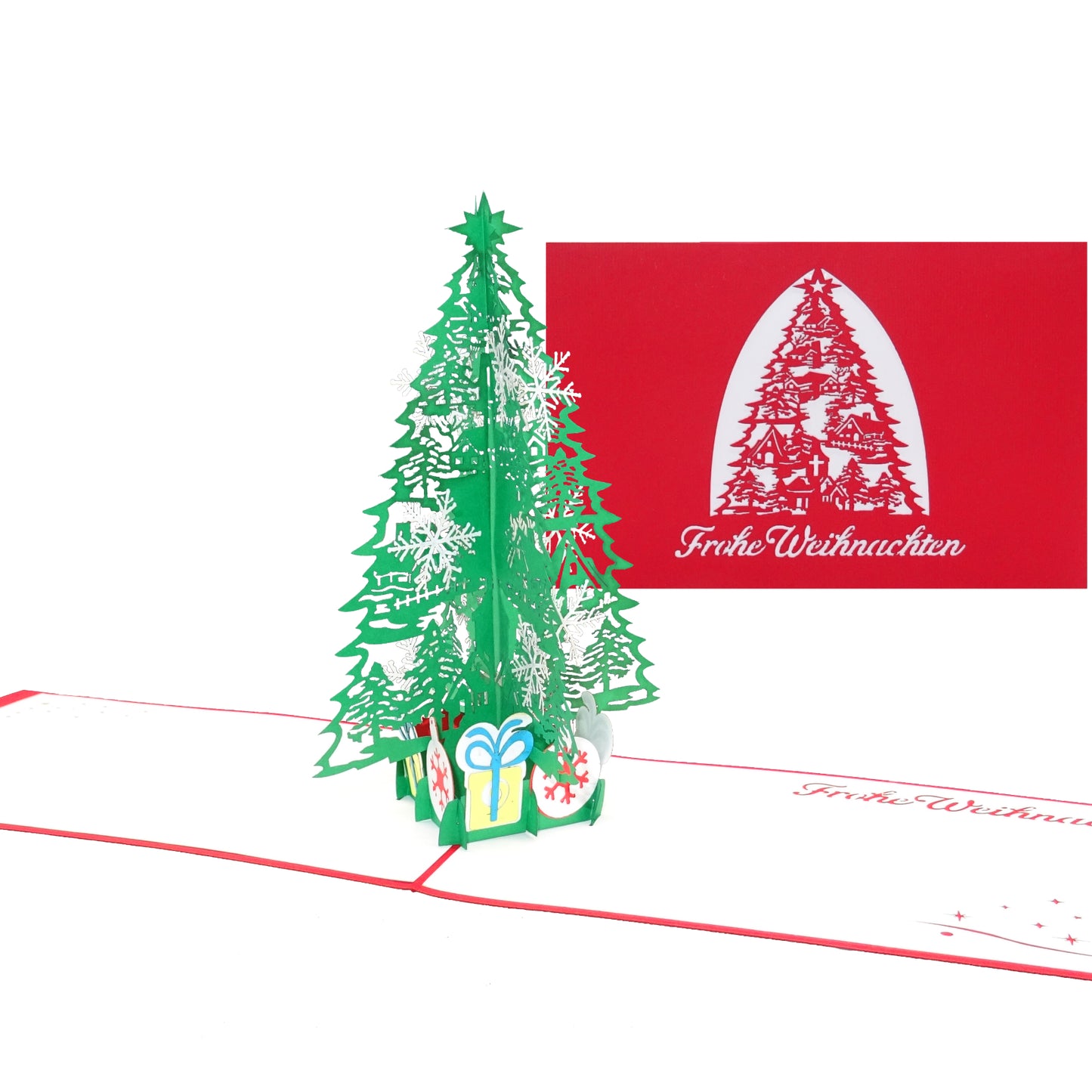 Pop Up Karte "Tannenbaum" Filigrane 3D Weihnachtskarte mit Umschlag