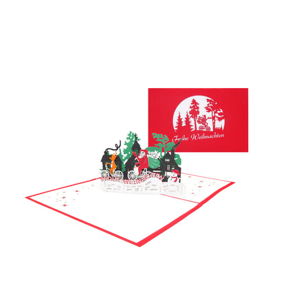 3D Weihnachtskarte "Weihnachtsmann & Rentier" lustige Pop Up Karte Weihnachten