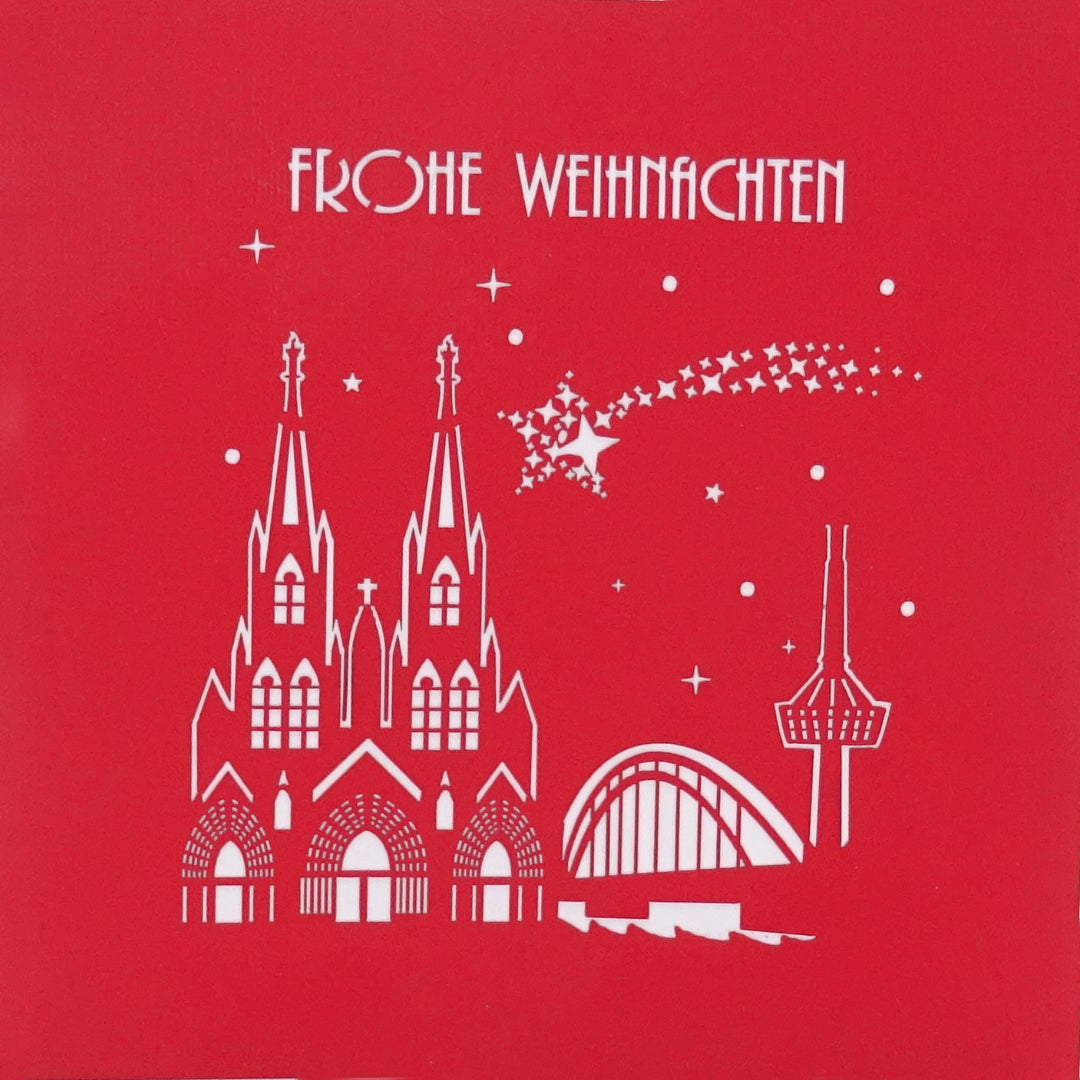 Pop Up Karte "Köln Skyline & Tannenbaum" kölsche Weihnachstkarte mit Umschlag