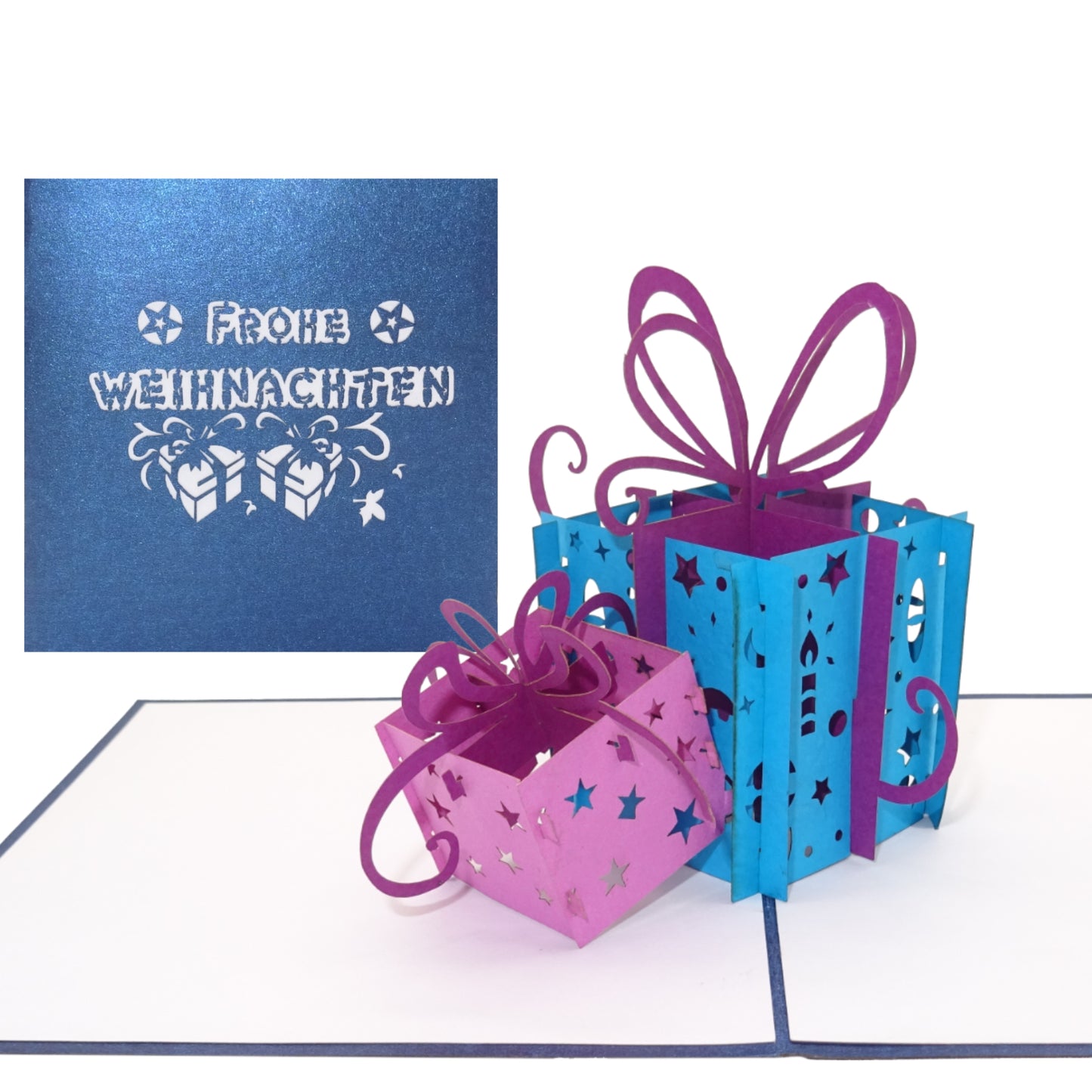 Pop Up Weihnachtskarte "Geschenke" 3D Karte zu Weihnachten, Geldgeschenk