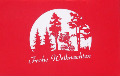 3D Weihnachtskarte "Weihnachtsmann & Rentier" lustige Pop Up Karte Weihnachten