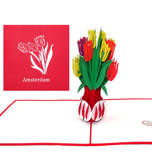 Pop Up 3D Karte "Bunte Tulpen aus Amsterdam" Grußkarte, Geburtstagskarte