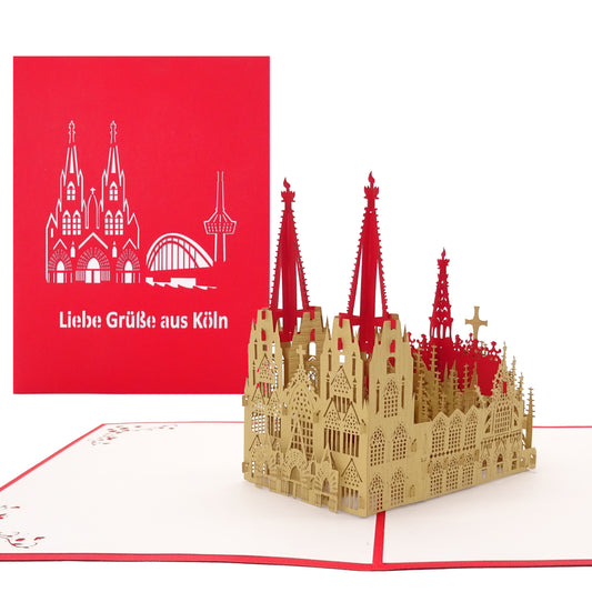 Pop Up Karte "Kölner Dom" 3D Grußkarte Köln, Einladung Städtereise & Souvenir