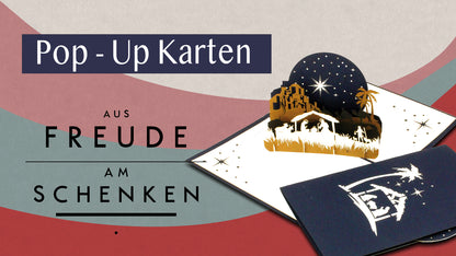 Pop Up Karte "Heilige Familie - Weihnachten" Christliche Weihnachtskarte mit Umschlag